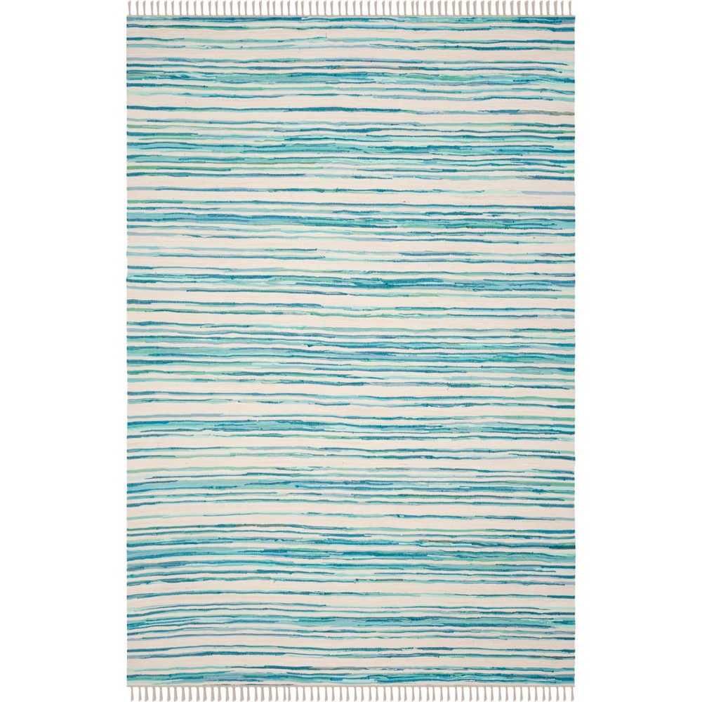 6'x9' Stripe Woven Area Rug Ivory/Green - Safavieh