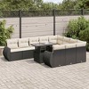 vidaXL 11 Piece Patio Sofa Set with Cushions Black and Cream Poly Rattan - 2 of 4