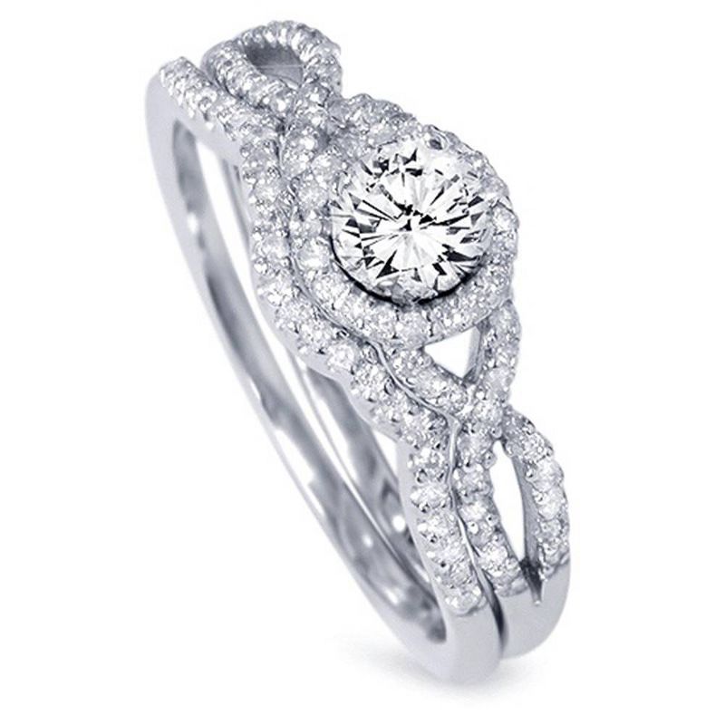 Pompeii3 3/4ct Diamond Infinity Engagement Wedding Ring Set White Gold, 3 of 6