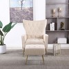 KTMBDW Modern Accent Chair with Ottoman, Boucle Armchair and Footstool, Lounge Reading Chair with Golden Metal Legs for Living Room Bedroom - 3 of 4