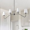 Dewdrop 4-Light Chandelier Modern Black Pendant Light with White Glass Shades for Dining Room Kitchen Living Room - 2 of 4