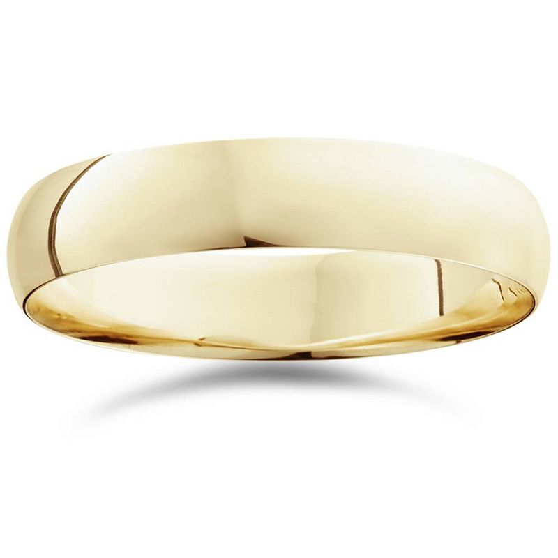 Pompeii3 5mm Dome High Polished Wedding Plain Band 10K Yellow Gold Ring, 1 of 4