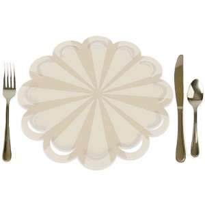 Big Dot of Happiness Tan Stripes - Simple Party Round Table Decorations - Paper Chargers - Place Setting For 12 - 1 of 4