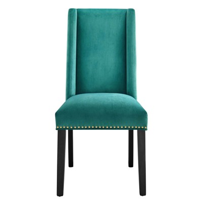 Elegant Teal Velvet Upholstered Side Chair with Nailhead Trim