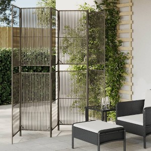 vidaXL Room Divider 6 Panels Gray Poly Rattan - 1 of 4