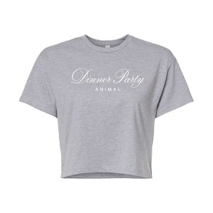Women's - Instant Message - Dinner Party Animal Cropped Graphic T-Shirt - 1 of 4