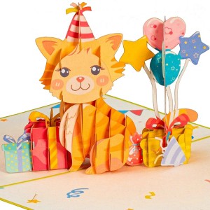 Paper Love Cat Birthday Pop Up Card, For Adults and Kids | 5" x 7" Cover - 1 of 4