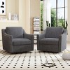 360 Degree Swivel Armchair Cotton Linen Skin-Friendly Fabric Ergonomic Design Brass Nail Decorative Armchair With Black Legs-Cuddlewood - 2 of 4