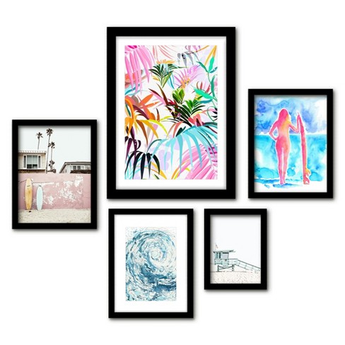 Americanflat 5 Piece White Framed Gallery Wall Art Set Modern