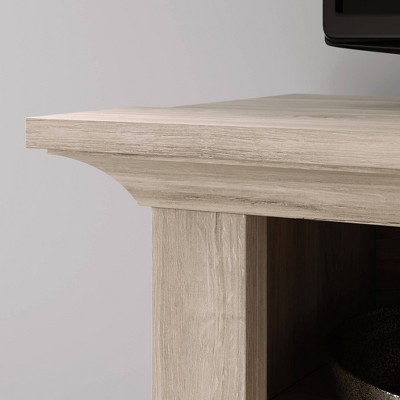 Chalk Oak 60" Fireplace TV Credenza with Glass Doors