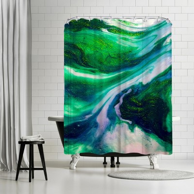 Americanflat Abstract Emerald by Ashley Camille 71" x 74" Shower Curtain