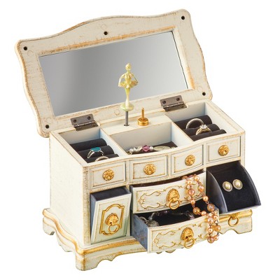 Collections Etc Vintage Dresser Style Metallic Accent Vanity Chest Music Box 8.5 X 4.75 X 5.5