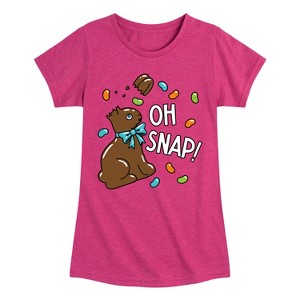 Girls' - Instant Message - Oh Snap Chocolate Bunny Fitted Short Sleeve Graphic T-Shirt - 1 of 4