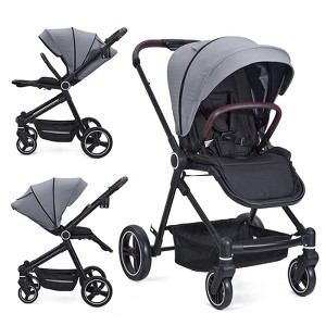 Baby Stroller, High Landscape Pushchair with Reversible Seat, One-Hand Fold and Cup Holder - 1 of 4