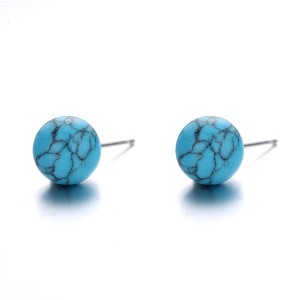 Amy and Annette 14k Gold and Sterling Silver Turquoise Stud Earrings - 1 of 4