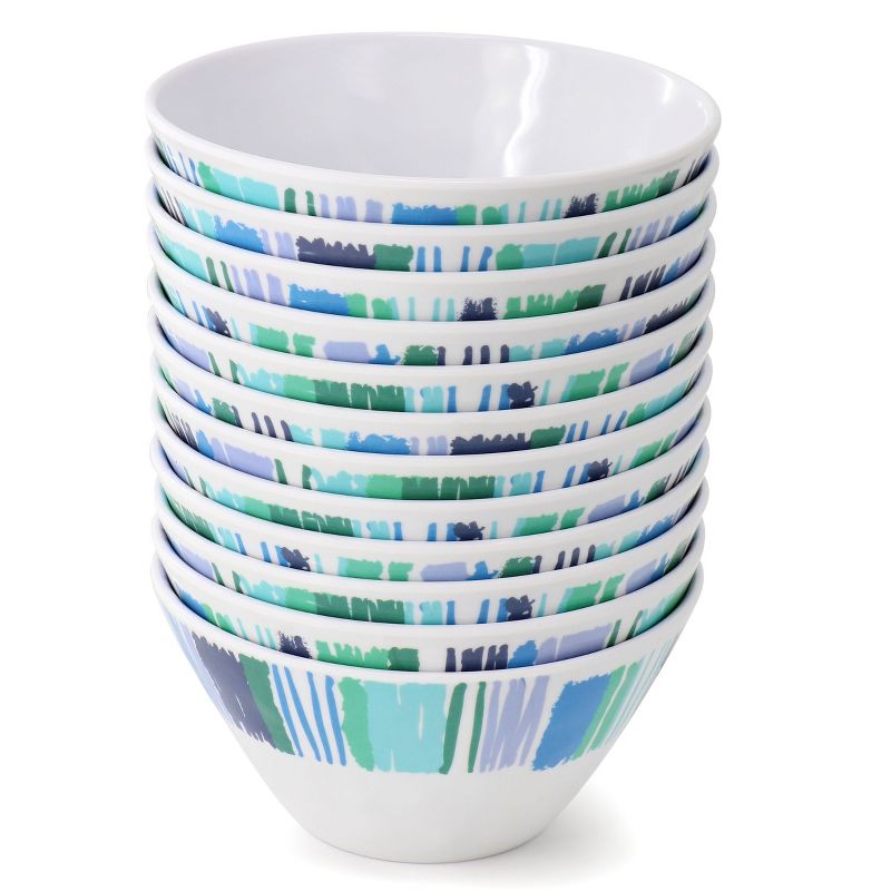 Gibson Home Tropical Sway Orleans 12 Piece 6 Inch Melamine Bowl Set in White and Blue, 2 of 7