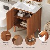 Mshliw 30" Natural Wood Bathroom Vanity with Integrated Sink, 45-Degree Handle-Free Doors, Large Storage & Soft-Close Hinges - 2 of 4