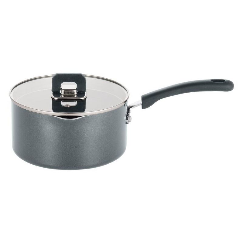 NutriChef 3.1 Quart Saucepan Pot W/ Lid-Non-Stick Stylish Kitchen Cookware W/ Foldable Knob (Gray), 1 of 2