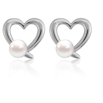 Molenia Pearl Stud Earrings, 925 Sterling Silver Freshwater Pearl Earrings, Elegant Dainty Wedding Bridesmaids Jewelry