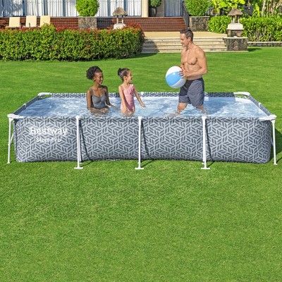 Bestway 12' x 6.5' Gray Steel Frame Rectangular Pool