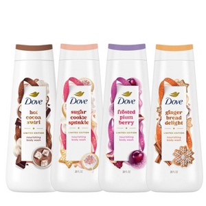 Dove Beauty Limited Edition Holiday Treat Body Wash 20 fl oz Frosted Berry + Gingerbread Delight +Hot Cocoa Swirl + Sugar Cookie Sprinkle - 1 of 4