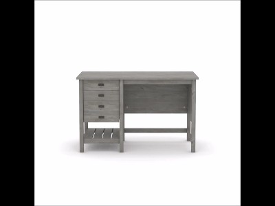 Mystic Oak Coastal Desk with Letter-Size File Drawer and Storage Shelf