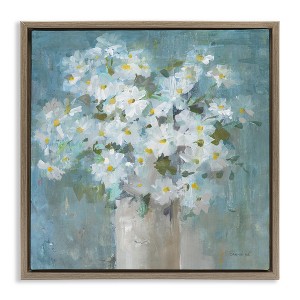 Stupell Industries White Daisy Blooms Abstract Flowers Floating Frame Canvas Art - 1 of 4
