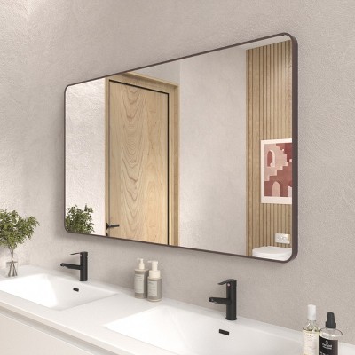 VYNXARIA Full Length Mirrors 60"x36" Oil Rubbed Bronze Rounded Rectangle Mirror for Bathroom and More