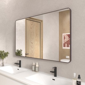 Aluminum Framed Rounded Rectangle Bathroom Wall Mirror,Vanity Mirror - 1 of 4
