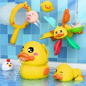 iPlay, iLearn Baby Duck Bath Toy, Toddler Bathtub Suction Water Spinner Gear - 1 of 3