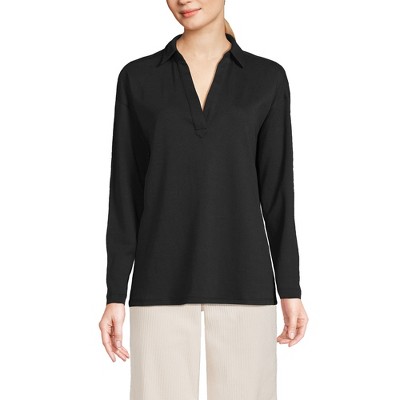 Lands' End Women's Long Sleeve Sport Knit Johnny Collar Top