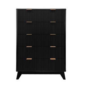 Dresser for Bedroom, 5 Drawer Dresser for Storage and Organization, Fluted Panel Wooden Chest of Drawers, Tall Modern Dresser Organizer for Living - 1 of 4