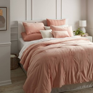 8pc Luxe Velvet Comforter Set Salmon Pink - Threshold™ - 1 of 4