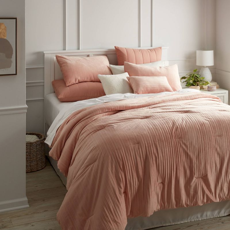 8pc Luxe Velvet Comforter Set Salmon Pink - Threshold™, 3 of 14