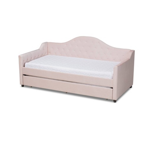 Twin Perry Velvet Daybed With Trundle Pink Baxton Studio Target