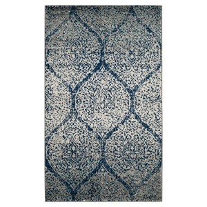 Navy/Silver Shapes Loomed Accent Rug 3