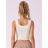 Allegra K Women's Ribbed with Built-In Bra Slim Fit Square Neck Tank Top - 2 of 4