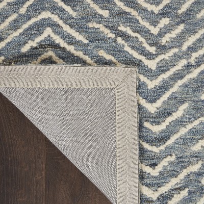 Indigo Ivory Chevron Hand-Tufted Wool 4' x 6' Area Rug