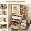 Makeup Vanity Desk with Mirror and Lights, Vanity Table with Adjustable LED Lighting, Power Outlet, Drawers & Storage Stool for Bedroom - 2 of 4