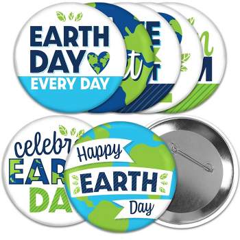 Big Dot of Happiness Happy Earth Day - 3 inch Save the Planet Badge - Pinback Buttons - Set of 8
