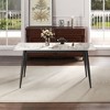 Okak Dining Table 55.12"/62.99"  Modern Artificial Stone Dining Table with Black Metal Leg for 6 People for Kitchen, Dining Room, Office - 2 of 4