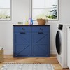 Okak Farmhouse Double Storage Cabinet with 4 Drawers, Free Standing Cabinet, Barn Door Style Laundry Sorter Cabinet for Kitchen - 2 of 4