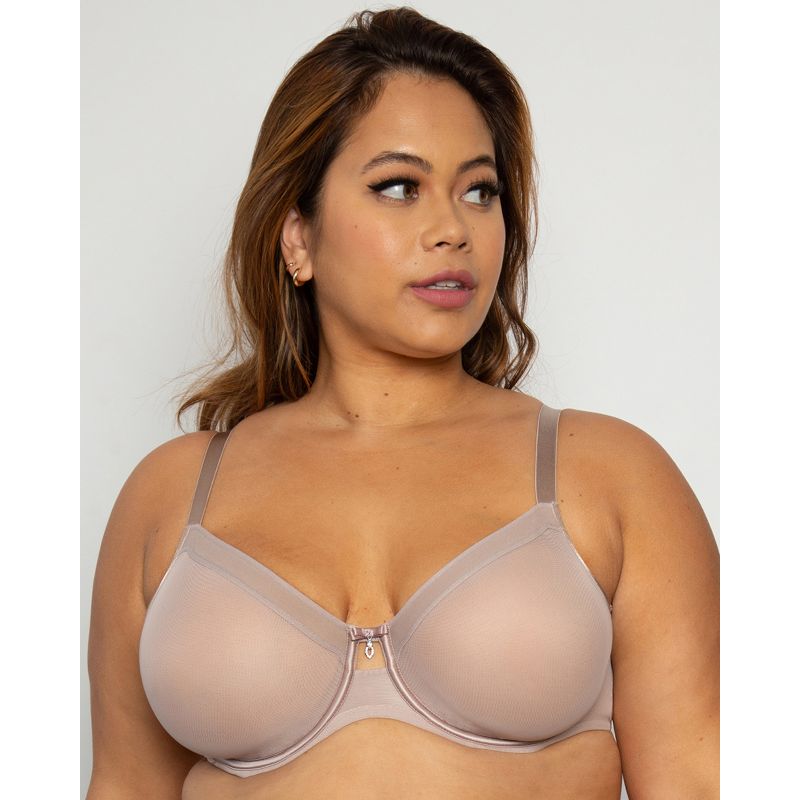 Curvy Couture Women'S Plus Size Sheer Mesh Full Coverage Unlined Underwire Bra, 1 of 5