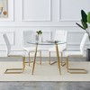 VYNXARIA Table and chair set,circular dining table,glass tabletop with a diameter of 40 inches and gold-plated metal legs,paired with 4 white chairs - 4 of 4