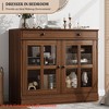 35.4 in Sideboard Buffet Cabinets w/ Glass Door, Buffet Cabinet w/ Storage, White&Brown Sideboard Cabinet w/ Drawer, Modern Buffets & Sideboards - 4 of 4