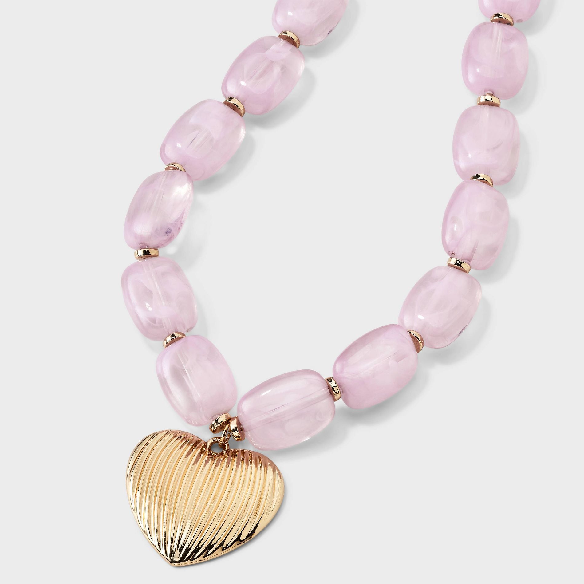 Beaded Heart Necklace - A New Day™ Gold/Pink