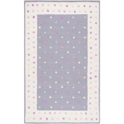 Gray and White Hand-Tufted Wool Kids' Area Rug