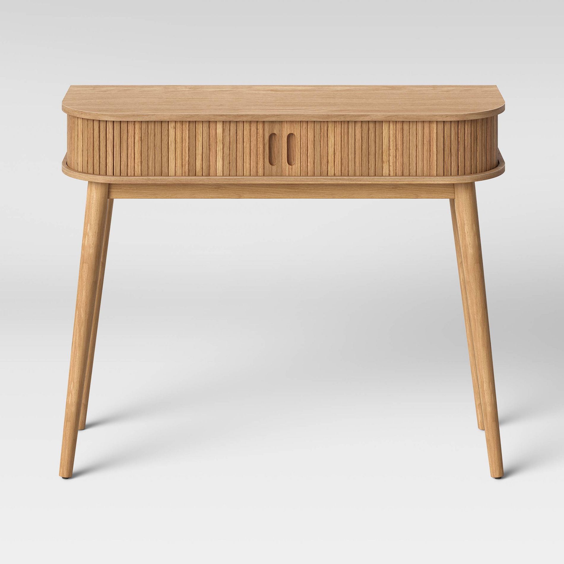 Adelpha Console Table with Sliding Doors Natural - Threshold™: Rubberwood Frame, Ash Veneer, Entryway Storage