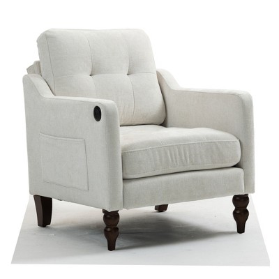 Vynxaria Comfy Chenille Chair with USB Port & Ergonomic Design for Living Room