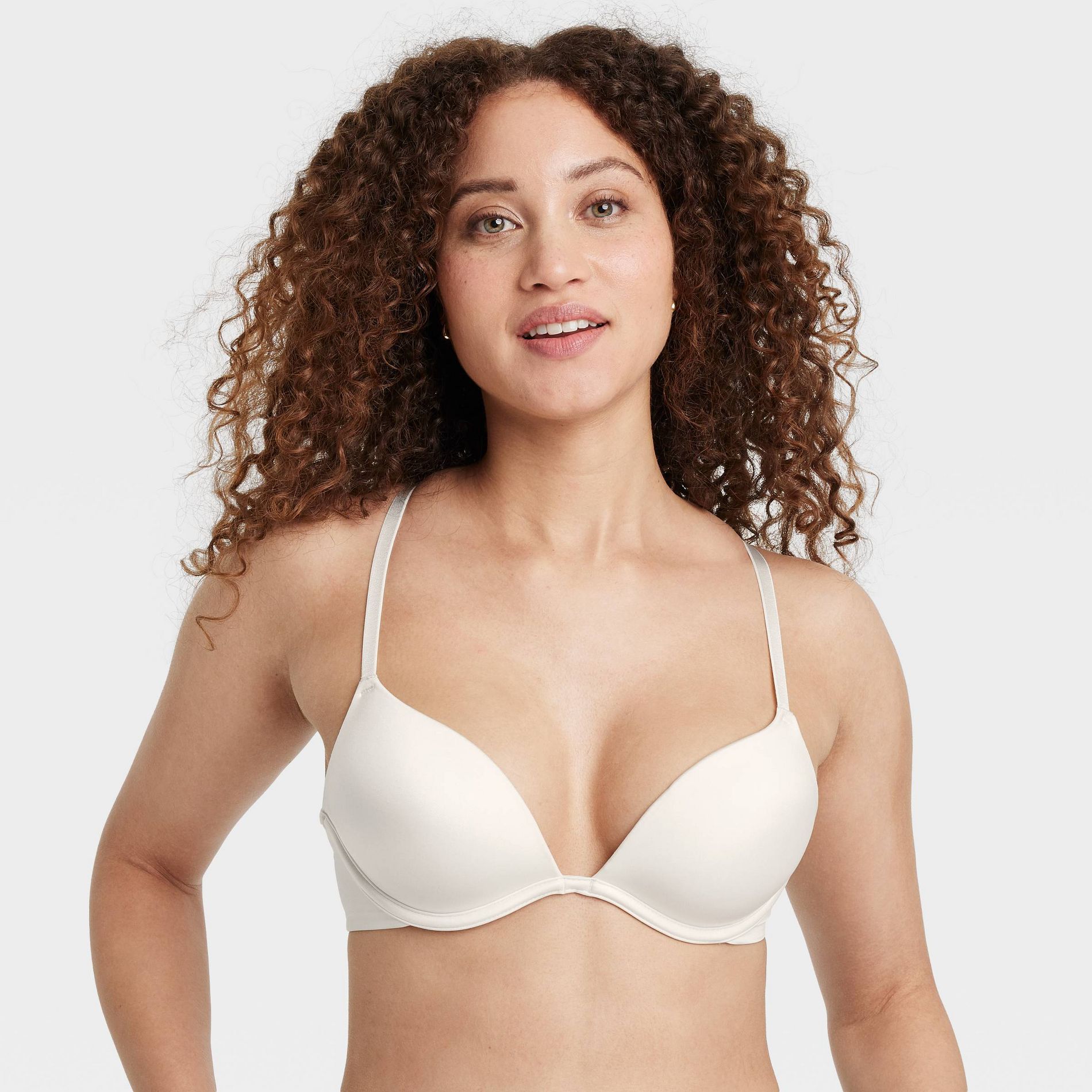 Women's Super Push-Up Plunge Bra - Auden™ White 38D: Adjustable Strap, Molded Cup, Underwire, Knit Microfiber